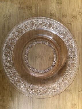 KIG Malaysia Fleur De Lis Pink Plate, 9" Vintage Depression Glass